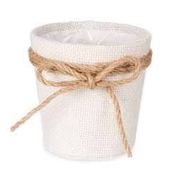 Husa pentru ghiveci impletit cu fundita de iuta, Ø 10 cm