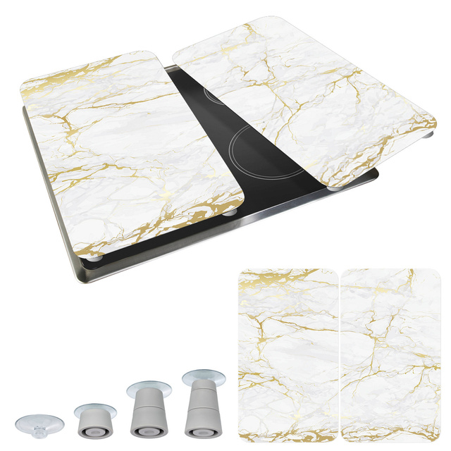 Plăci de protecție pentru aragaz MARBLE, 2 bucăți, WENKO, marmură aurie