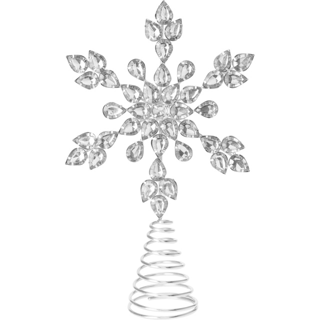 Varf pentru brad, argintiu fulg de nea cu zirconi, Ø 17 cm