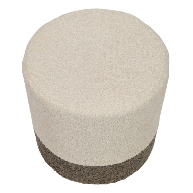 Puf rotund tapițat în două culori boucle, Ø 35 x 34 cm