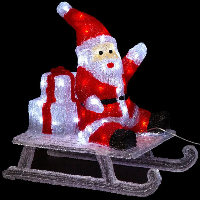 Decor luminos exterior, Mos Craciun pe sanie, 60 LED-uri