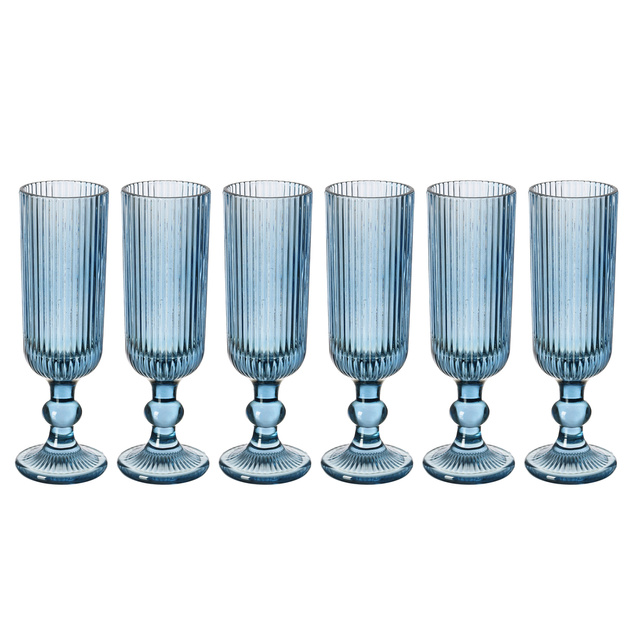 Pahare de sampanie LINES din sticla canelata, set de 6, 160 ml