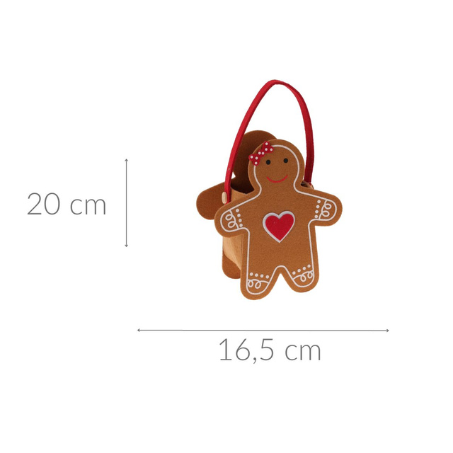 Geanta din fetru cu motiv de Craciun, 16,5 x 20 cm