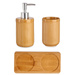Set baie din ceramica pe suport de bambus, dozator + cana