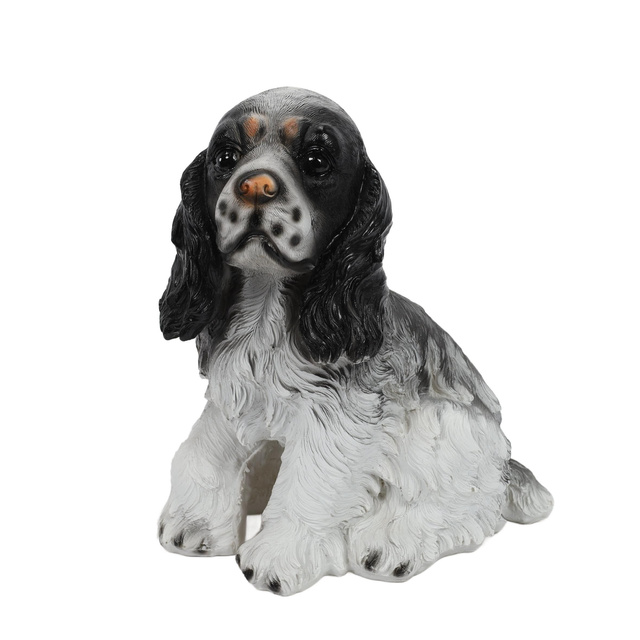 Figurina de gradina a unui caine spaniel, inaltime 27 cm, din piatra artificiala