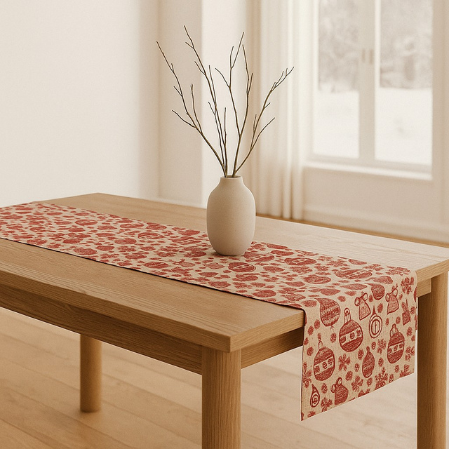 Traversa de masa cu model de Craciun, iuta, 28 x 300 cm