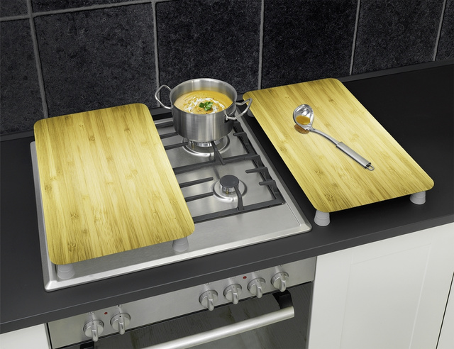 Plăci de protecție din sticlă WOODEN LOOK pentru aragaz - 2 bucăți, WENKO