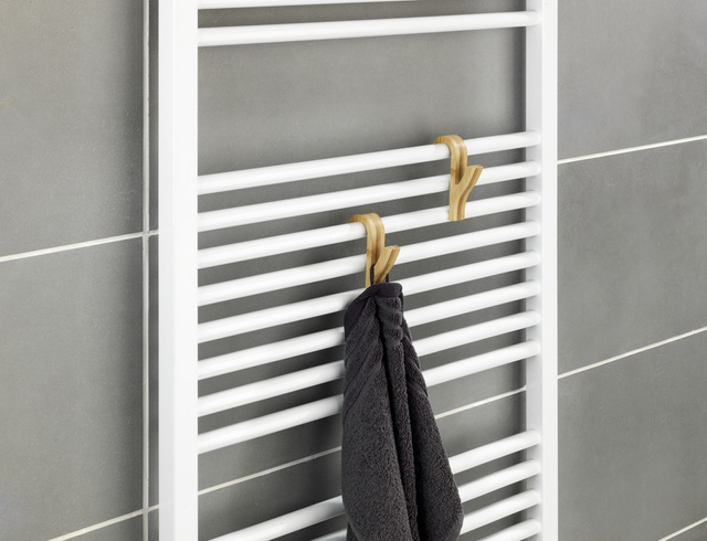 Carlige pentru calorifer din bambus, 2 buc.