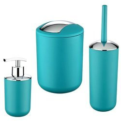 Set accesorii de baie BRASIL, dozator de săpun + perie de toaletă + coș de gunoi 2 l, culoare turcoaz, WENKO