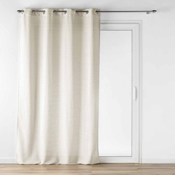 Perdea bej cu inele și efect de in, LUOLINE, 140 x 240 cm