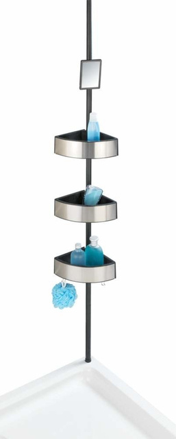 Raft telescopic cu 3 niveluri si oglinda, Negru, 70-260x27,5x20 cm, Wenko