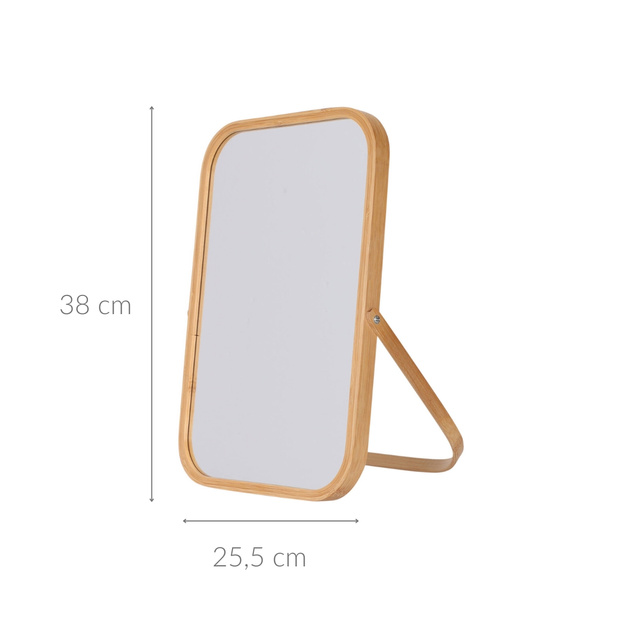 Oglindă cosmetică cu ramă din bambus, 25,5 x 38 x 2 cm