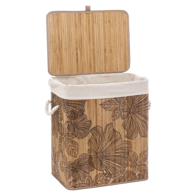 Cos de rufe BAMBOO cu motiv floral, 60 l
