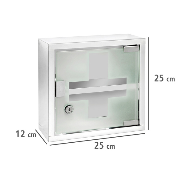 Trusă de prim ajutor blocabilă pe două niveluri, dulap suspendat pentru medicamente - 25 x 12 x 25 cm, WENKO