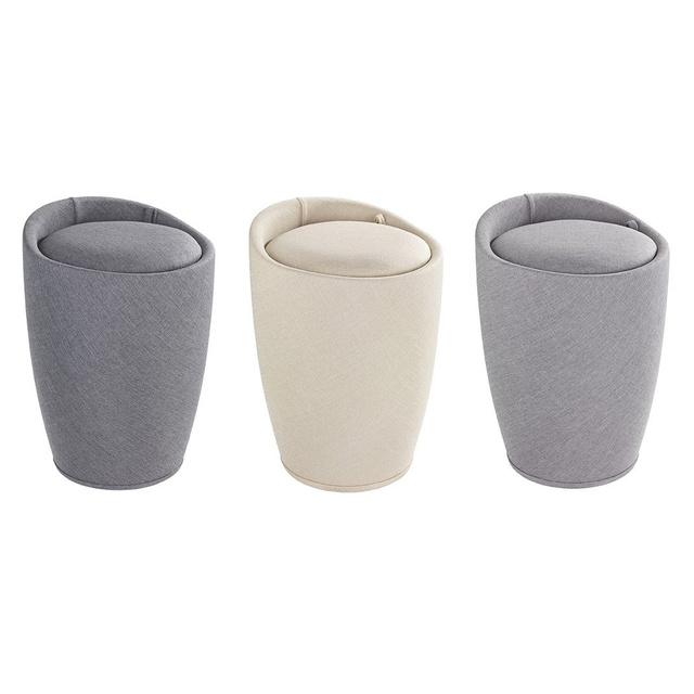 Pufa CANDY GRI DESCHIS - coș de rufe, 2 în 1, WENKO, gri deschis