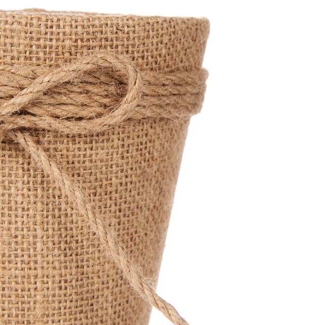 Husa pentru ghiveci impletit cu fundita de iuta, Ø 13 cm
