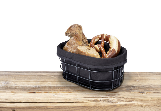 Cos pentru paine, Wenko Bela Black, metal si bumbac, 27 cm x 17 cm x 11.5 cm