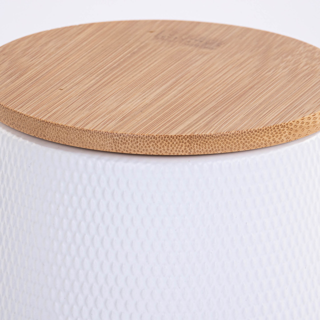 Recipient ceramic cu capac din bambus, 1080 ml