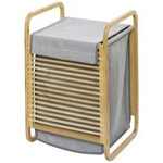 Cos de rufe cu suport și mânere din bambus, sac pentru rufe - 40 x 60 x 35 cm, WENKO