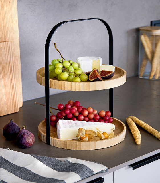 Etajeră din bambus cu mâner MAVARO, 2 niveluri