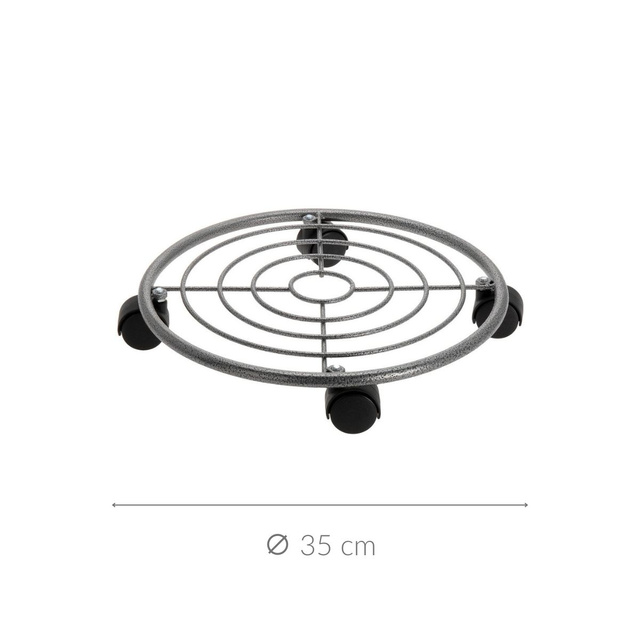 Suport metalic pentru ghiveci cu roți, 35 cm