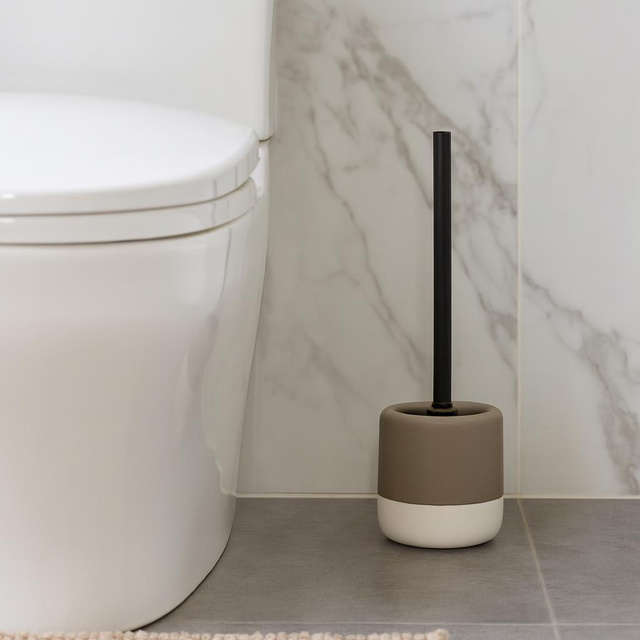 Perie WC cu recipient ceramic THE PASTELS, Ø 11,6 x 38 cm, taupe