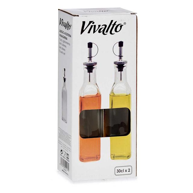 Set 2 sticle cu dozator pentru ulei de masline si otet, 300 ml
