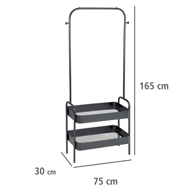 Suport pentru haine KALI, cu spatiu pentru pantofi si genti de mana, 75 x 165 x 30 cm, WENKO