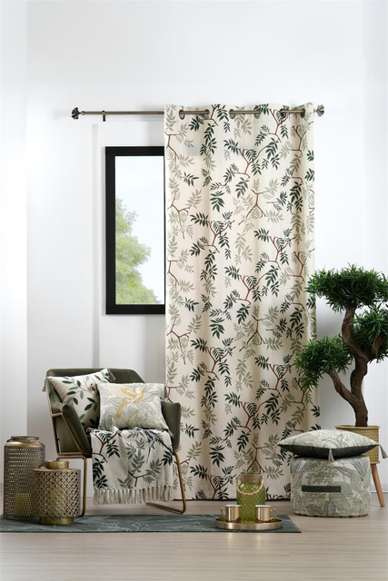 Perdeau din bumbac cu ochiuri, BOTANYS, 140 x 260 cm