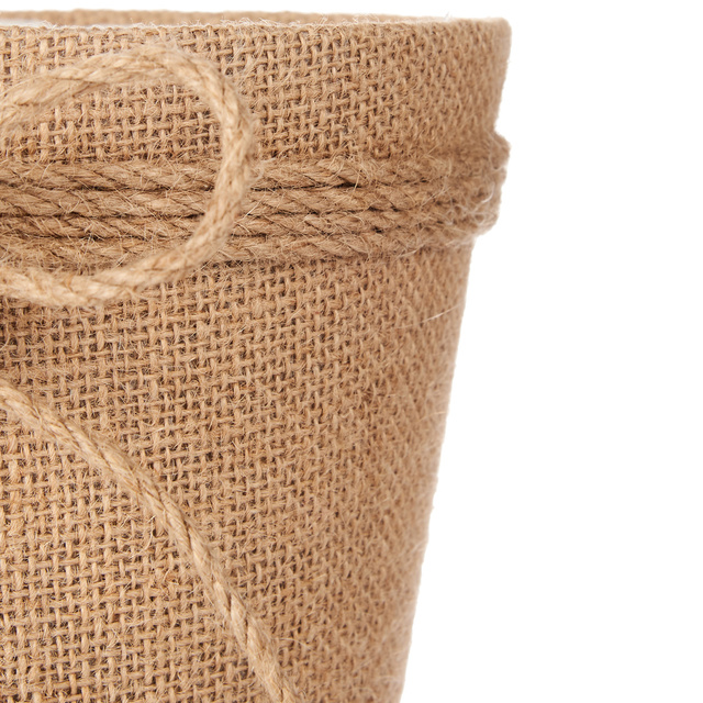 Husa pentru ghiveci impletit cu fundita de iuta, 20 x 16 cm