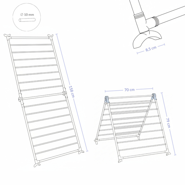 Uscător de rufe pentru baie, pentru cadă, 70 x 79 cm, MALO