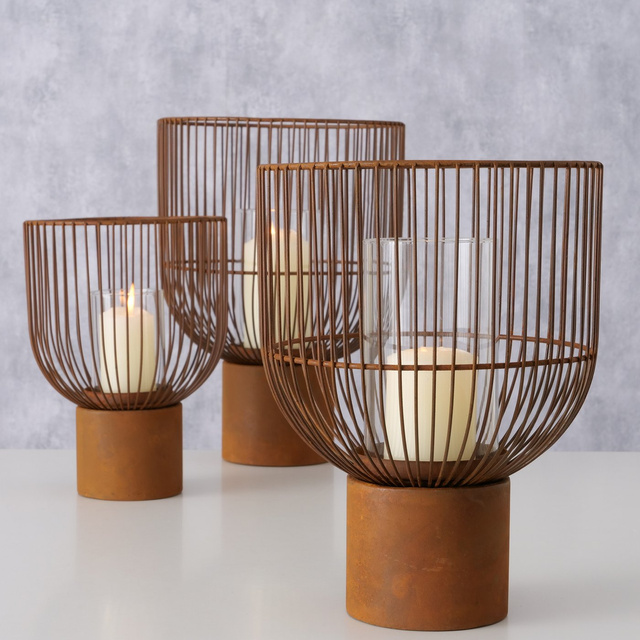 Set 3 sfeșnice 
 metalice Candy, 
 auriu