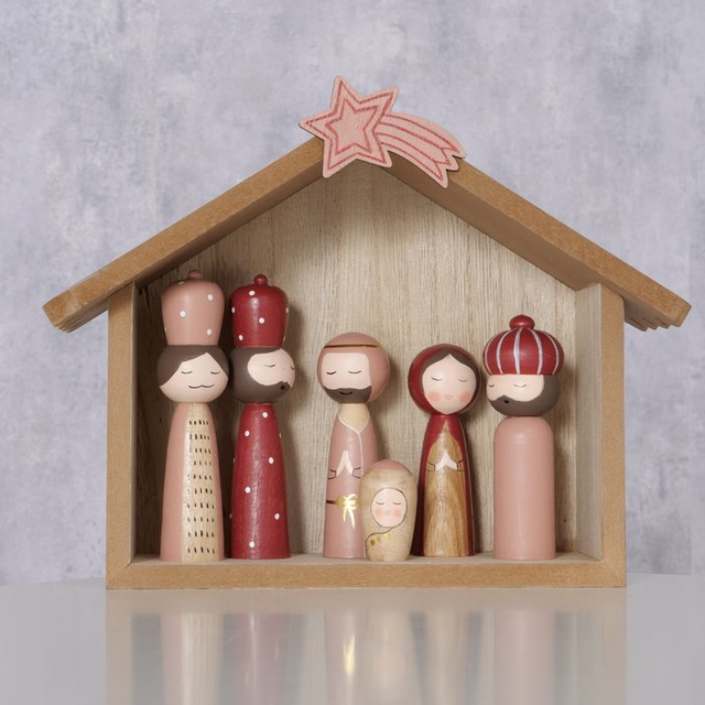 Icoană din lemn cu figurine pictate TALINA, 6 figurine