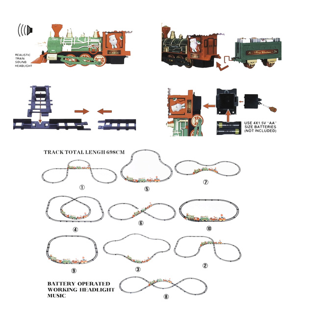 Trenuleț de Crăciun sub brad, 698 cm, 39 de elemente