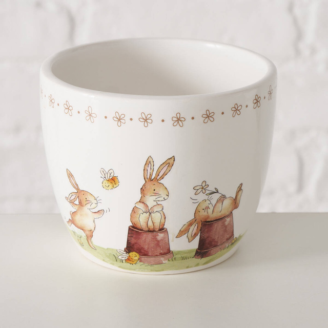Husa pentru ghiveci cu iepurasi de Paste Charmy