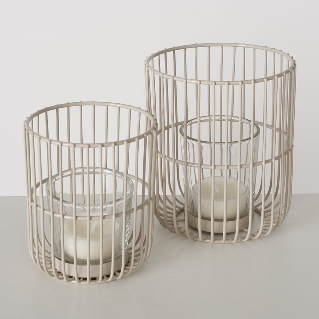 Set 2 felinare  metalice Cindy,  bej