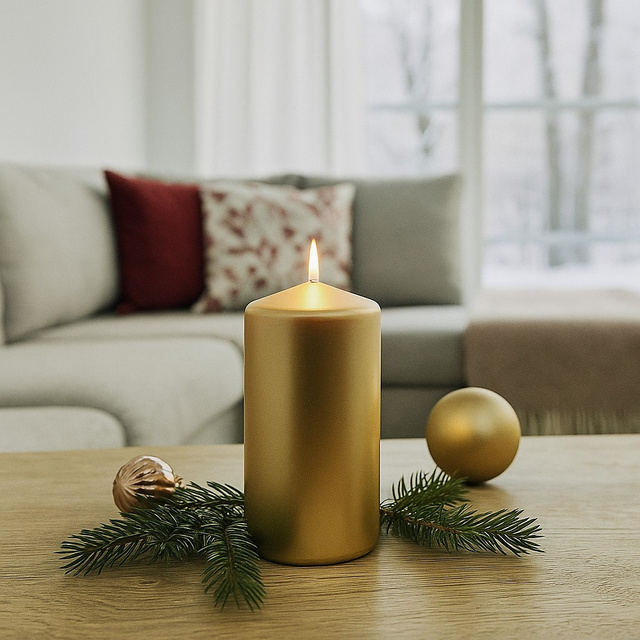 Lumanare cilindrica, lucioasa, 12 cm