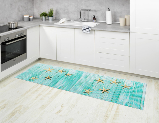 Covor antiderapant MEDIASTER, 65 x 200 cm, model marin, WENKO