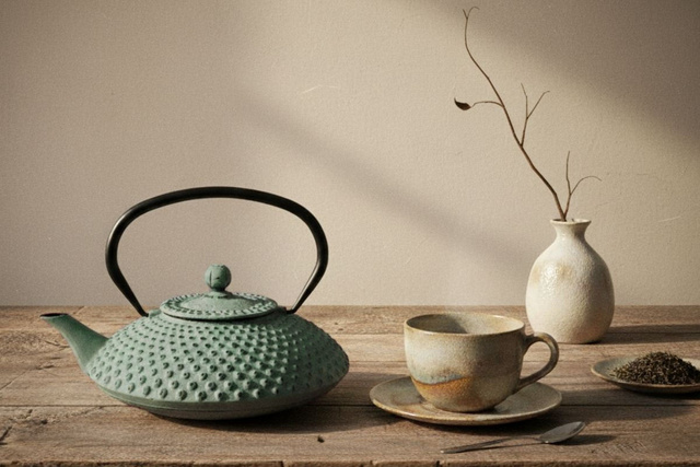 Ceainic din fontă cu infuzor MIKA, 1250 ml, verde deschis