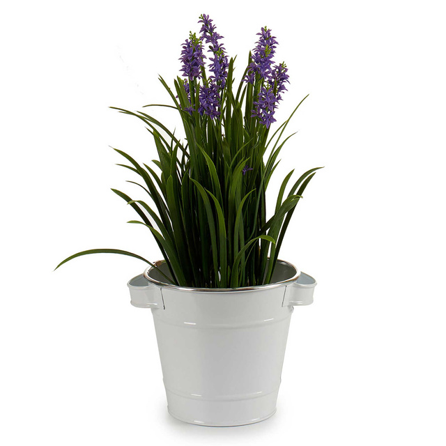 Husa ghiveci tip galeata, zinc, alb, Ø 15 cm