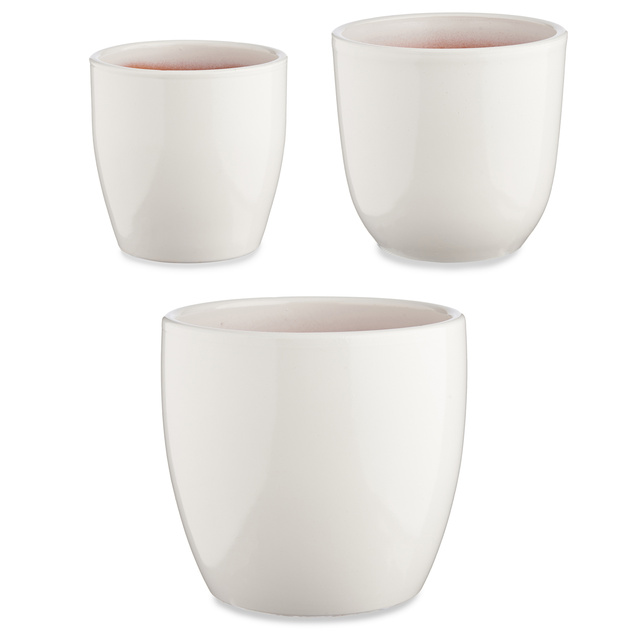 Set ghivece rotunde din ceramica, baza conica, 3 bucati