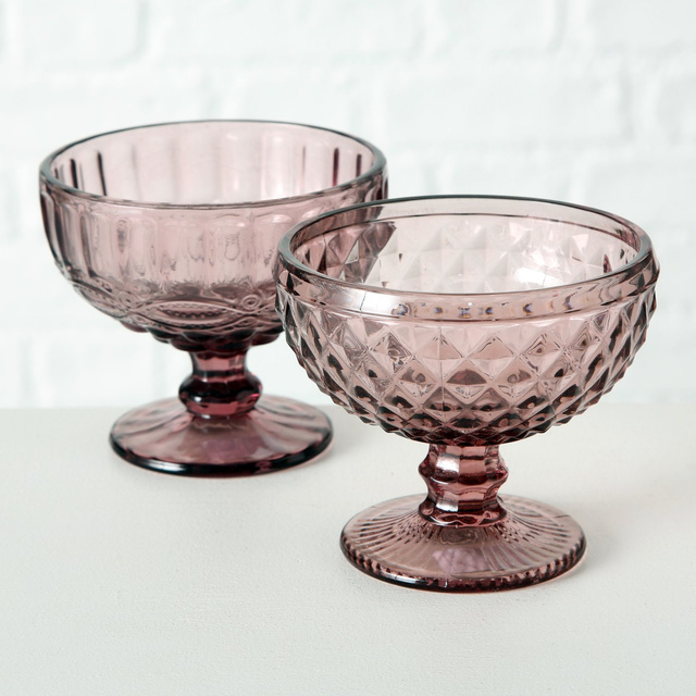 Cupa pentru desert si inghetata, sticla roz, Ø 12 cm