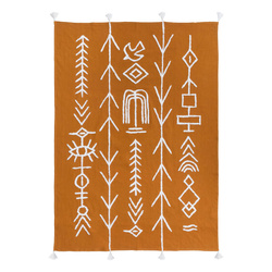 Cuvertura de pat din bumbac SOLEYA, ocru, 130 x 180 cm