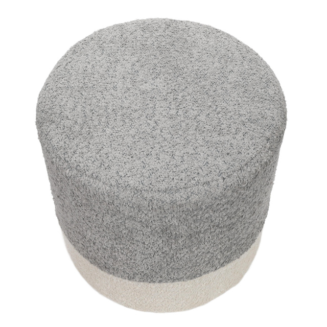 Puf rotund tapițat în două culori boucle, Ø 35 x 34 cm