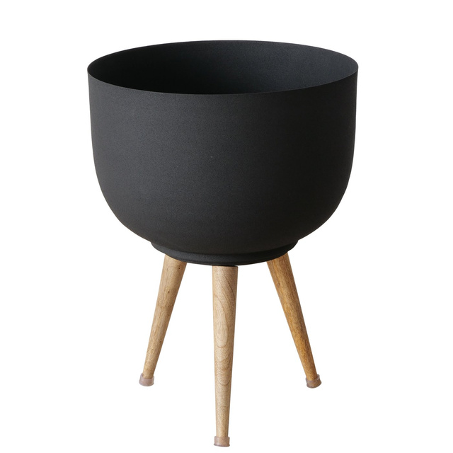 Set 3 ghivece pentru flori din metal Topco, negru