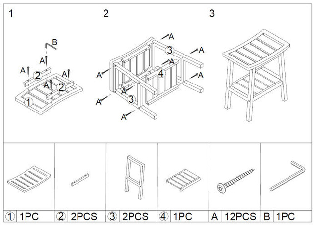 Taburet din bambus cu raft pentru accesorii