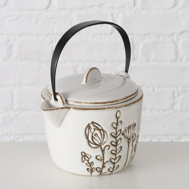 Ceainic de portelan cu maner de fier, Bloma, 1200 ml