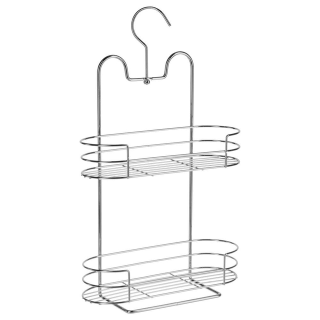 Raft de duș suspendat, 2 niveluri, oțel cromat, 25 x 10 x 42 cm