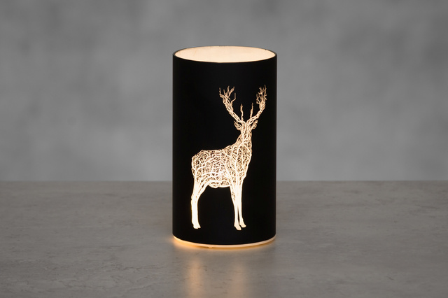 Lampă de sticlă LED cu ren, 15,5 cm