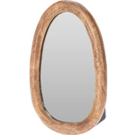 Oglindă ovală mică în ramă din lemn de mango